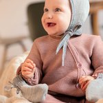 Tuta neonato in lana merino bio - Rosa